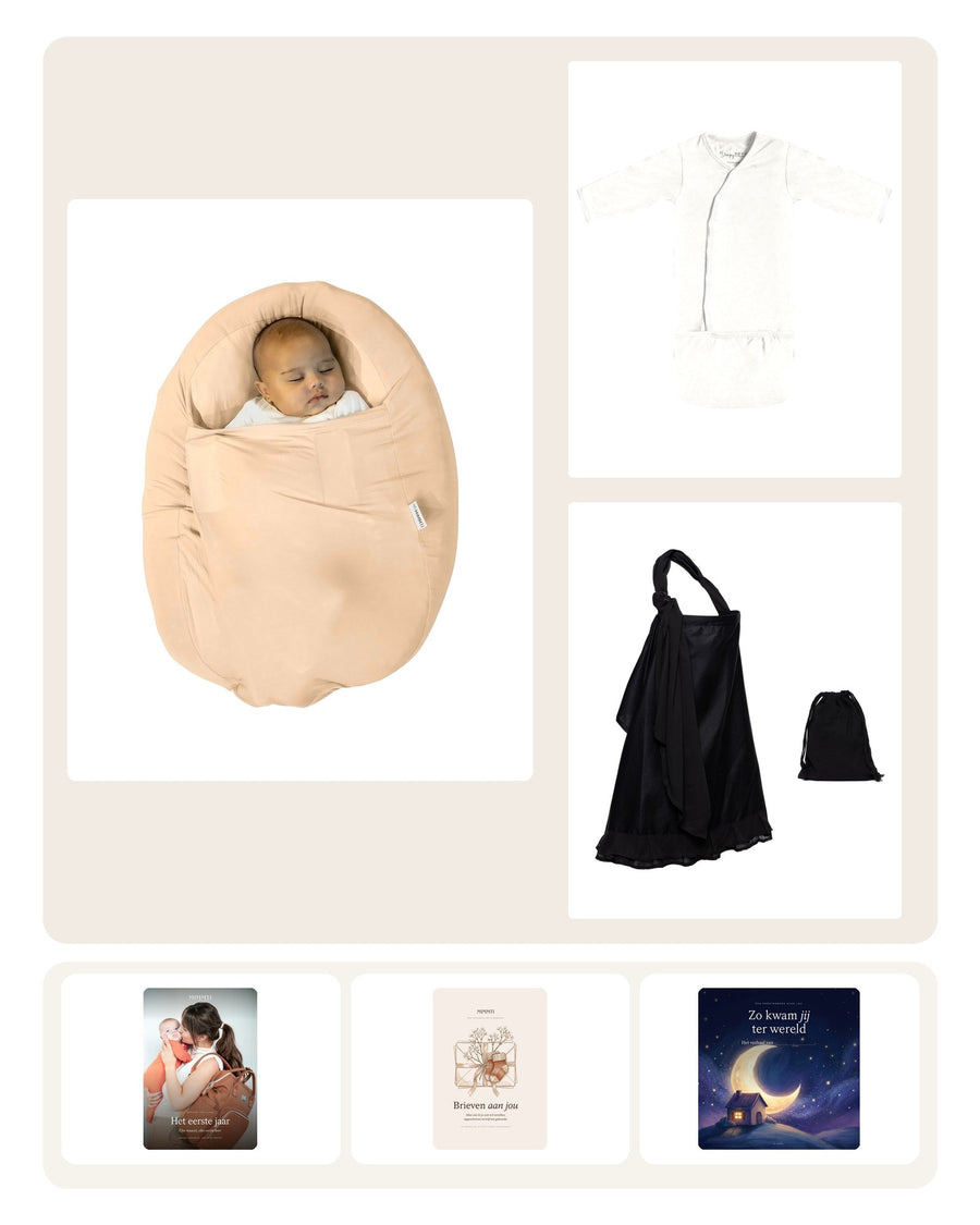MIMMTI Slaappakket: Sleepynest + SleepyBeebi + voedingsdoek Beige