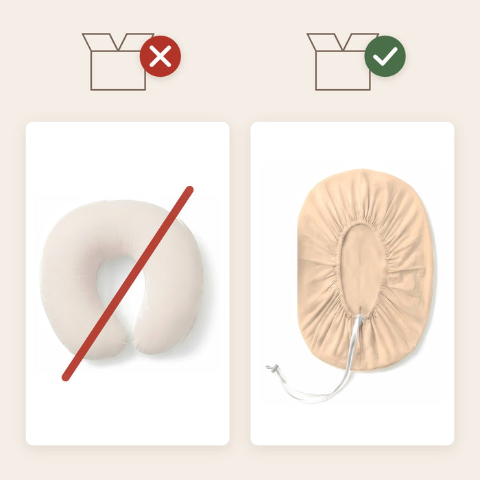 Sleepynest beige: je krijgt alleen de hoes, je eigen voedingskussen zit er niet bij