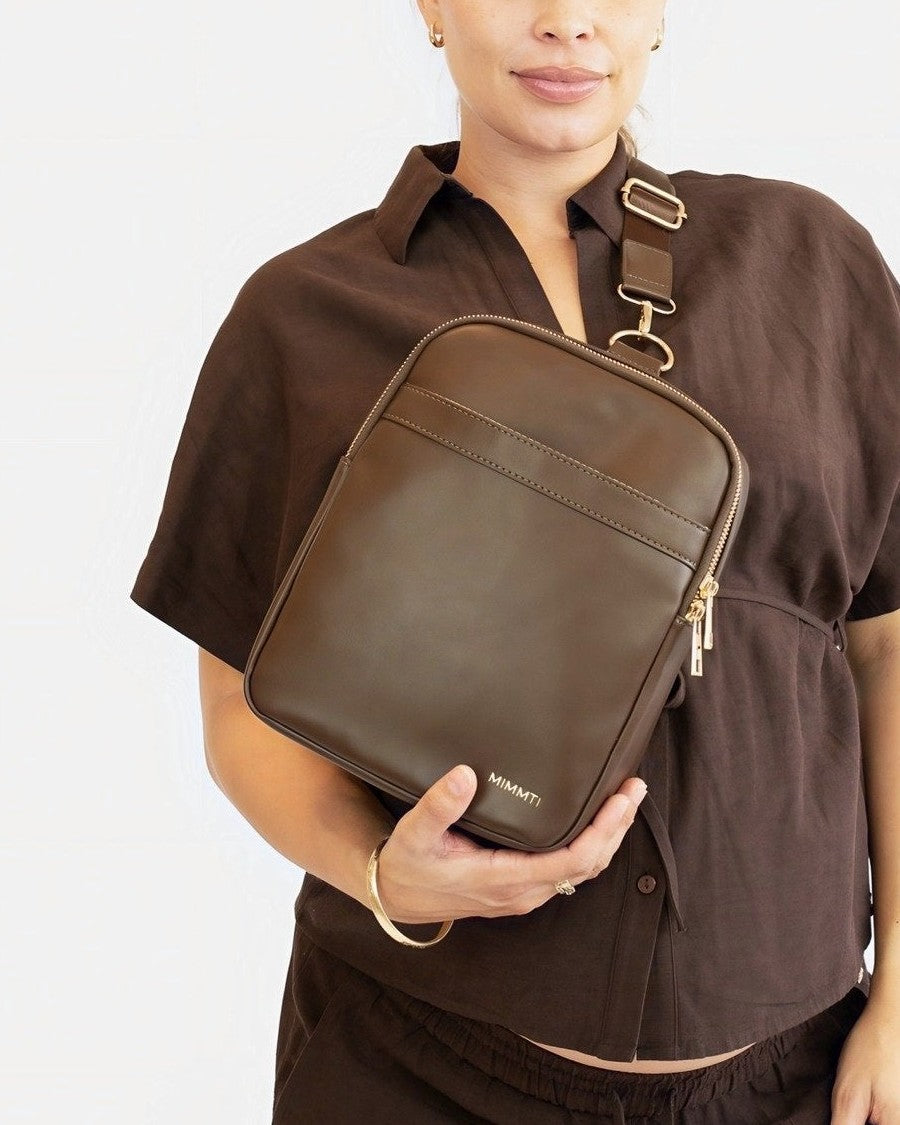 MIMMTI Zoya espresso: Crossbody voorkant