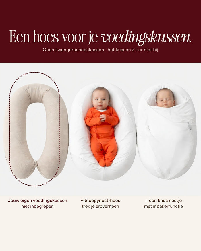 Sleepynest ivory: hoes voor je voedingskussen, kussen niet inbegrepen