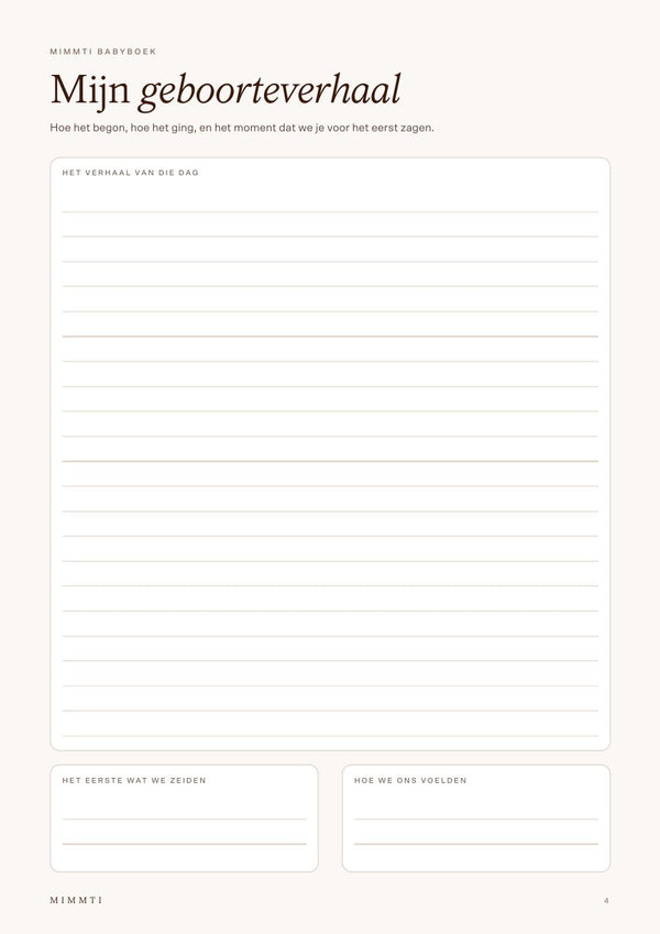 MIMMTI Babyboek · Het eerste jaar pagina 4