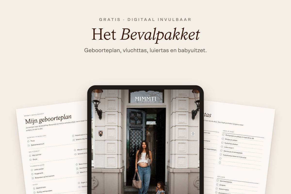 Vluchttas bevalling: gratis MIMMTI Bevalpakket met checklist