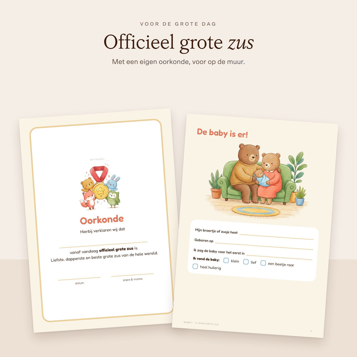 MIMMTI Ik word grote zus / grote broer - oorkonde zus