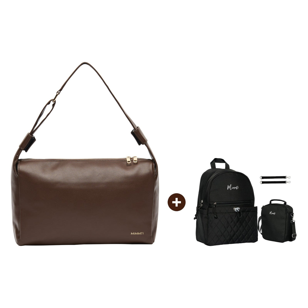 Amara espresso met MIMMTI Kids Bag zwart