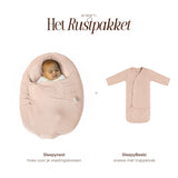 MIMMTI Rustpakket in beige: Sleepynest hoes voor voedingskussen en SleepyBeebi onesie