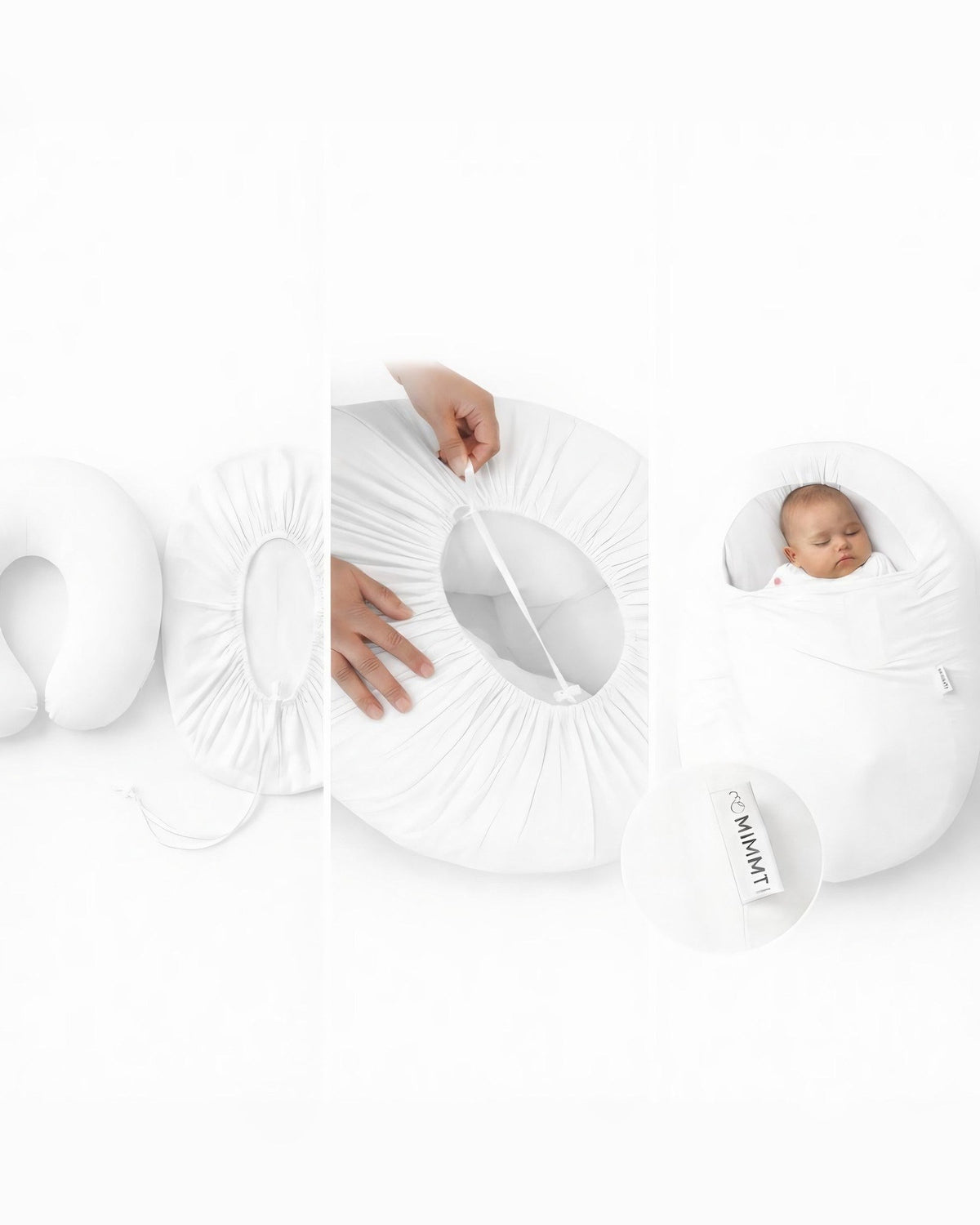 Sleepynest relaxhoes in ivory om je voedingskussen trekken met trekkoord