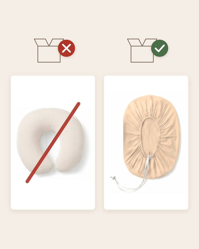 Sleepynest beige: je krijgt alleen de hoes, je eigen voedingskussen zit er niet bij