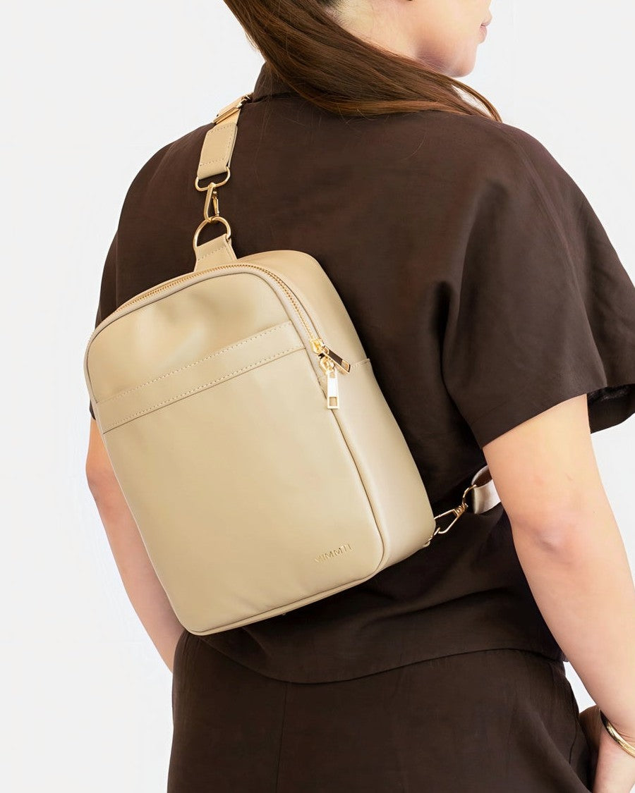 MIMMTI Zoya sand: Crossbody achterkant