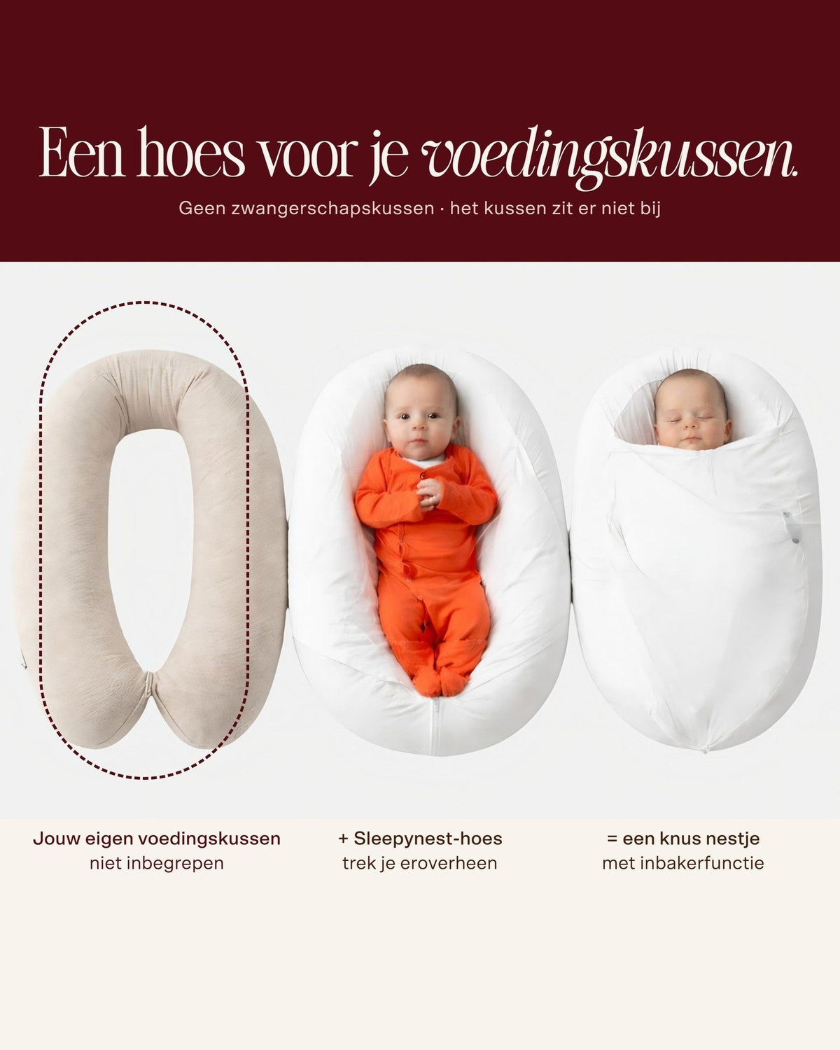 Sleepynest ivory: hoes voor je voedingskussen, kussen niet inbegrepen
