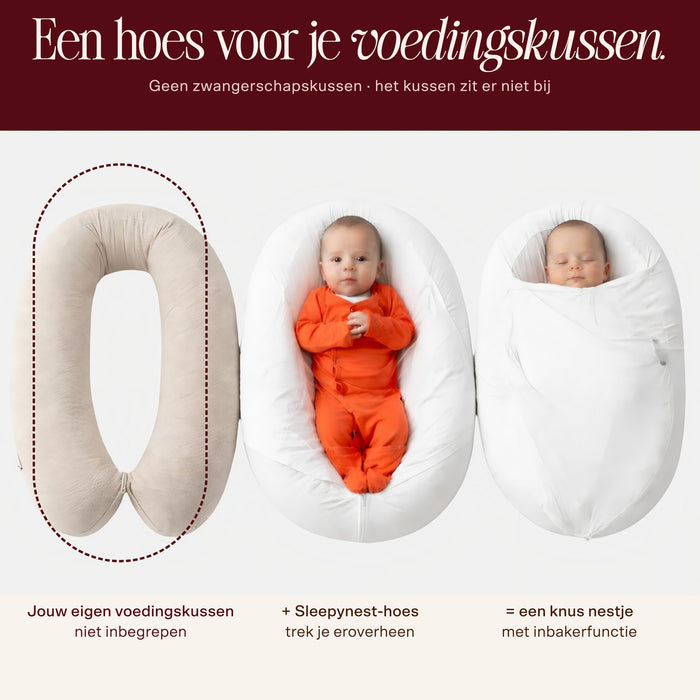 Sleepynest ivory: hoes voor je voedingskussen, kussen niet inbegrepen