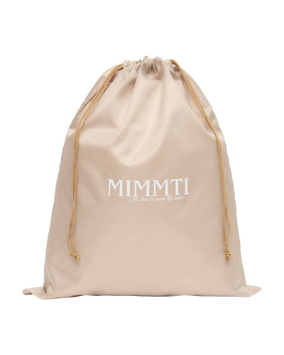 MIMMTI Wash & Go Bag in beige, opbergzak met trekkoord voor vieze spullen