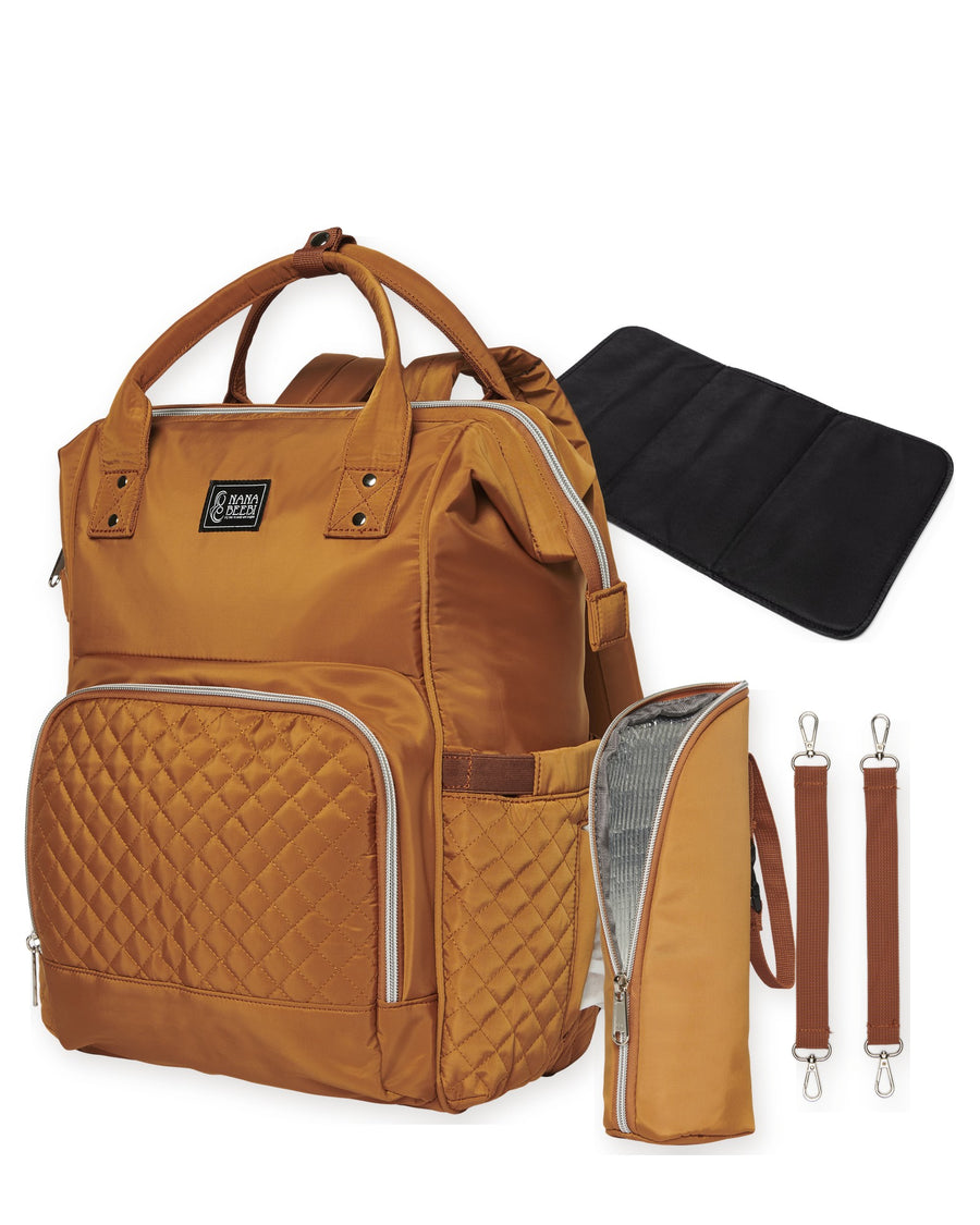 NanaBeebi 1.0 cognac met gratis flessenwarmhouder, kinderwagenclips en verschoonmatje