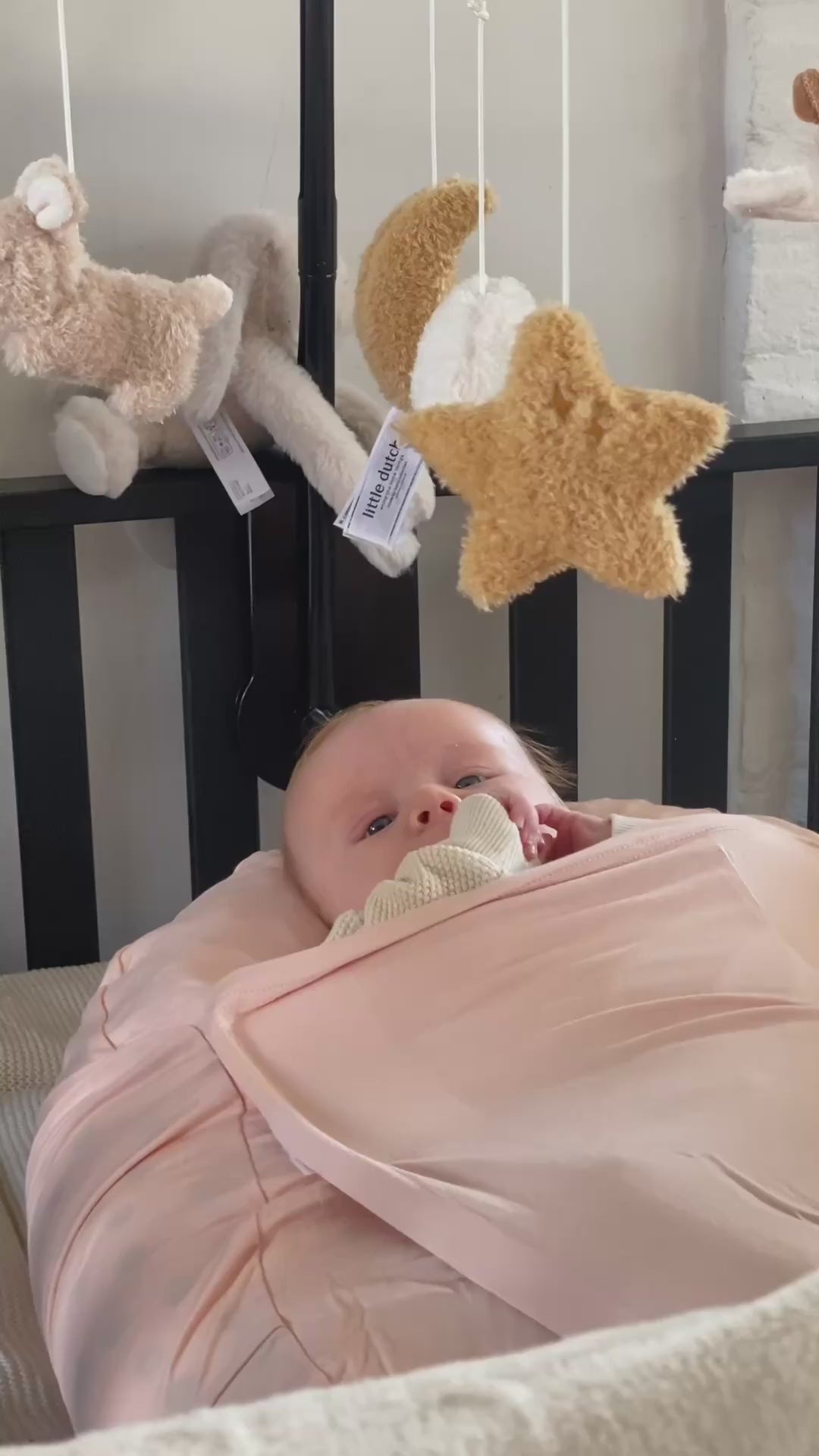 MIMMTI Sleepynest beige: baby ingebakerd in de Sleepynest (video van creator Nienke)