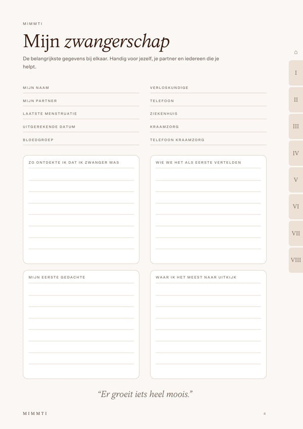 MIMMTI Zwangerschapsdagboek & Planner pagina 4