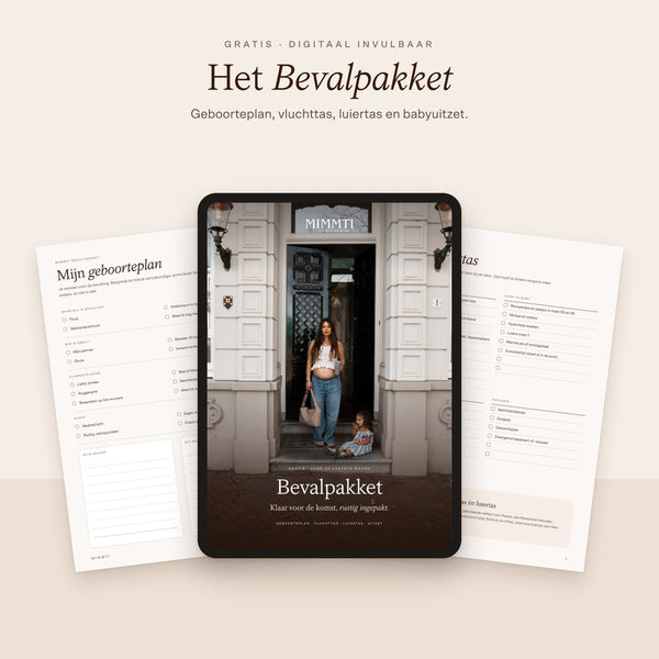 Het MIMMTI Bevalpakket op een tablet