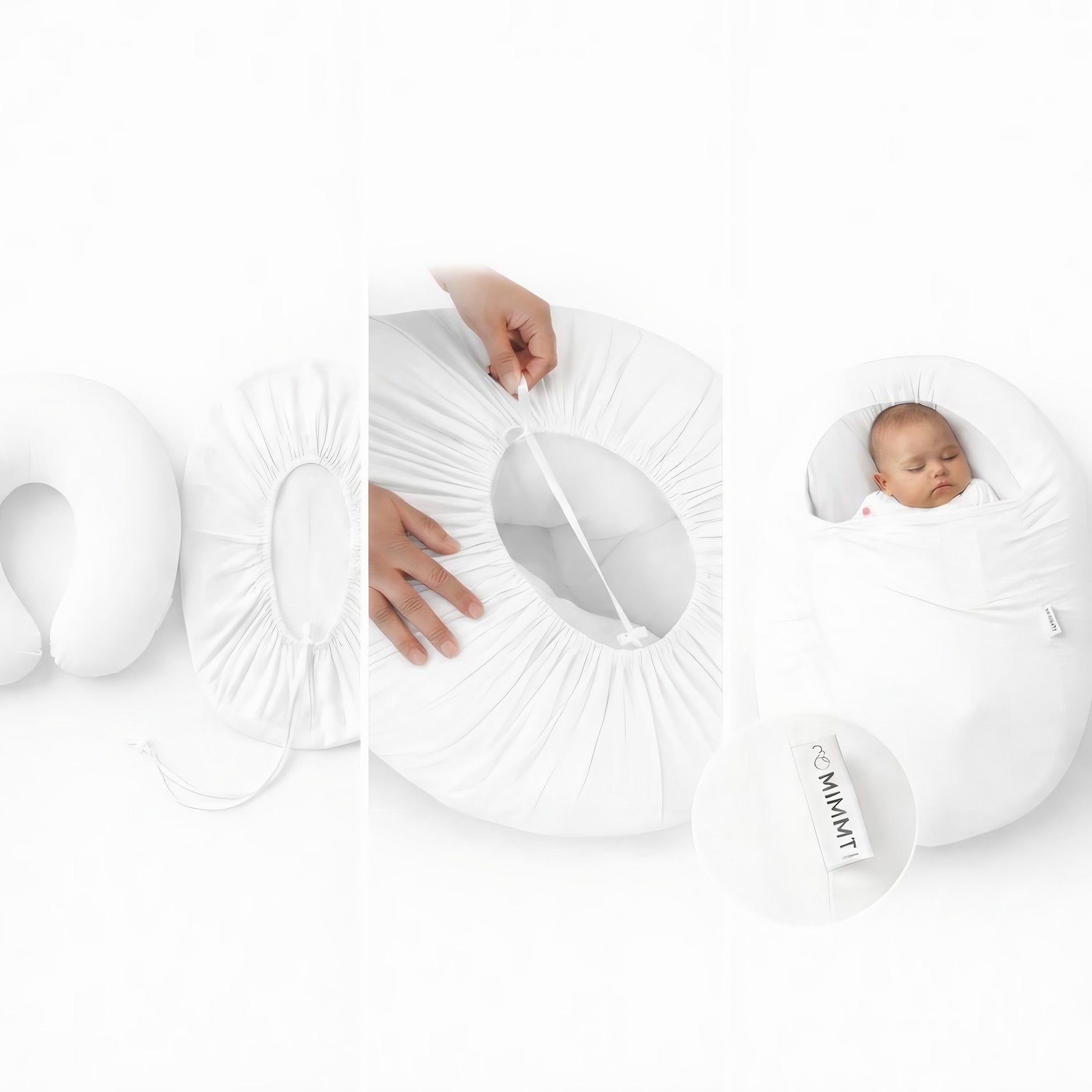 Sleepynest relaxhoes in ivory om je voedingskussen trekken met trekkoord